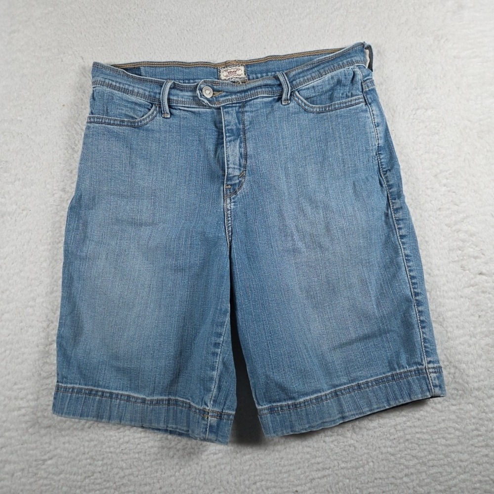 Levis 512 Shorts Womens 32" Blue Perfectly Slimming Denim Bermuda Stretch Jean